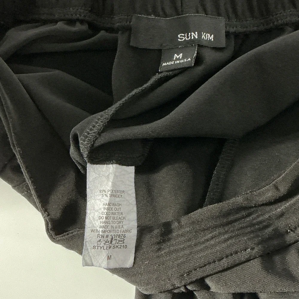 Sun Kim Size M Black Tulip Balloon Stacy Ankle Pants Stretch Travel Lagenlook - Picture 3 of 13